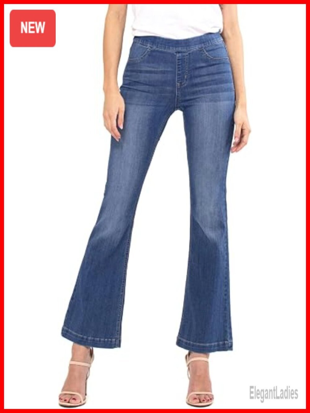 Mid Rise Flare Pull On Jegging with Faux Pockets